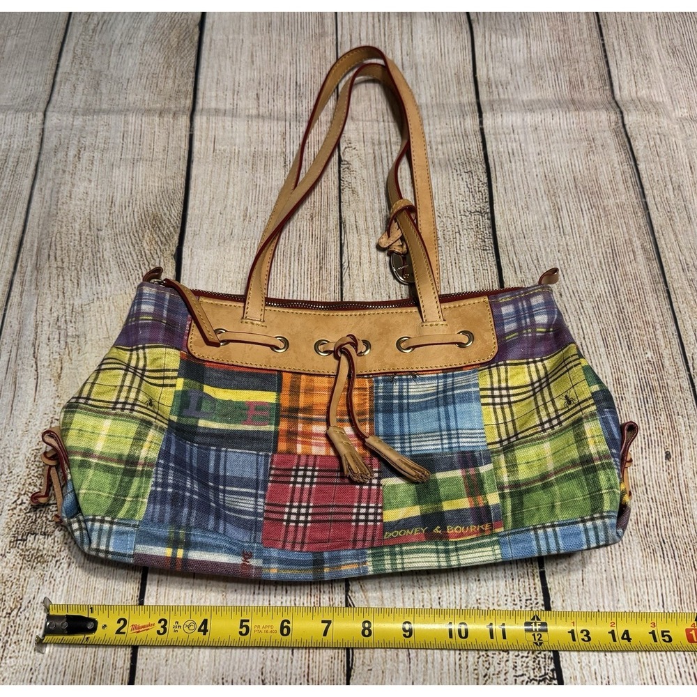 Vtg Dooney & Bourke Ants Picnic Madras Plaid Double Handle Purse Tote Bag TbA - Picture 4 of 13
